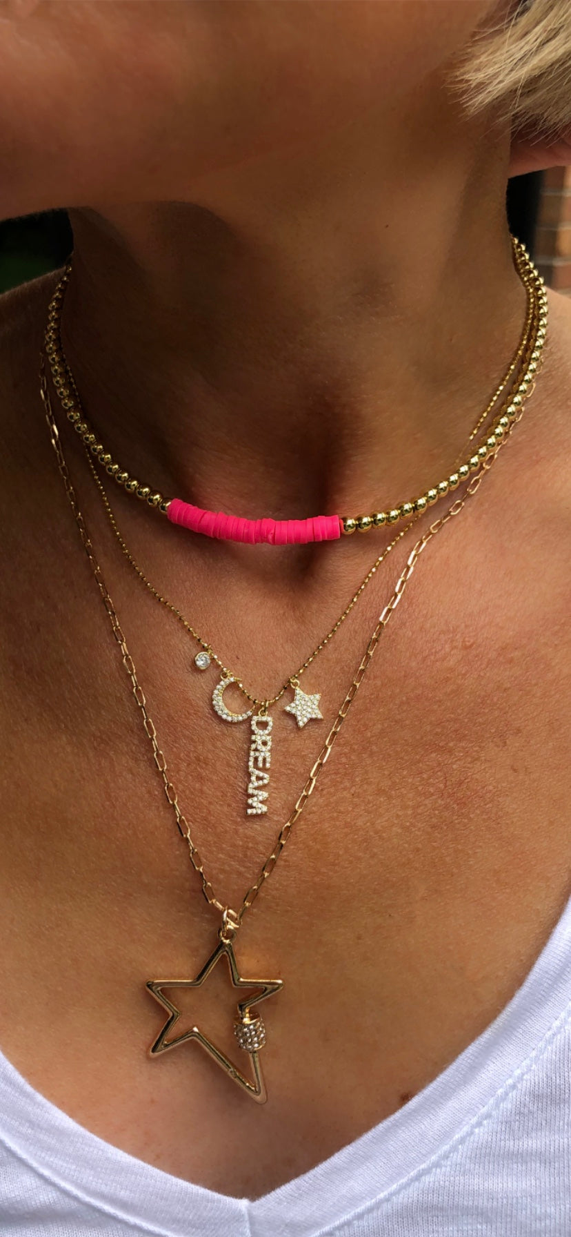 Sam necklace Gold/ fuchsia